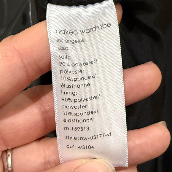 ‼️SOLD‼️NWT Naked Wardrobe Vinyl Mini Tube Dress Medium M Black Date Sexy - Picture 12 of 13